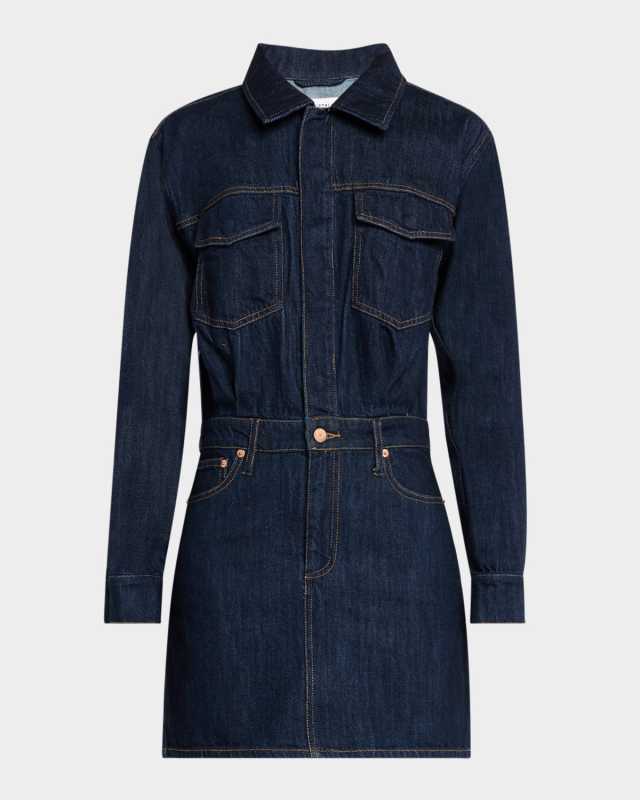 Nina Long-Sleeve Denim Shirtdress